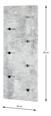 Wandgarderobe mit 7 Haken, Betonoptik und Chrom-Knöpfen – Ansicht 7