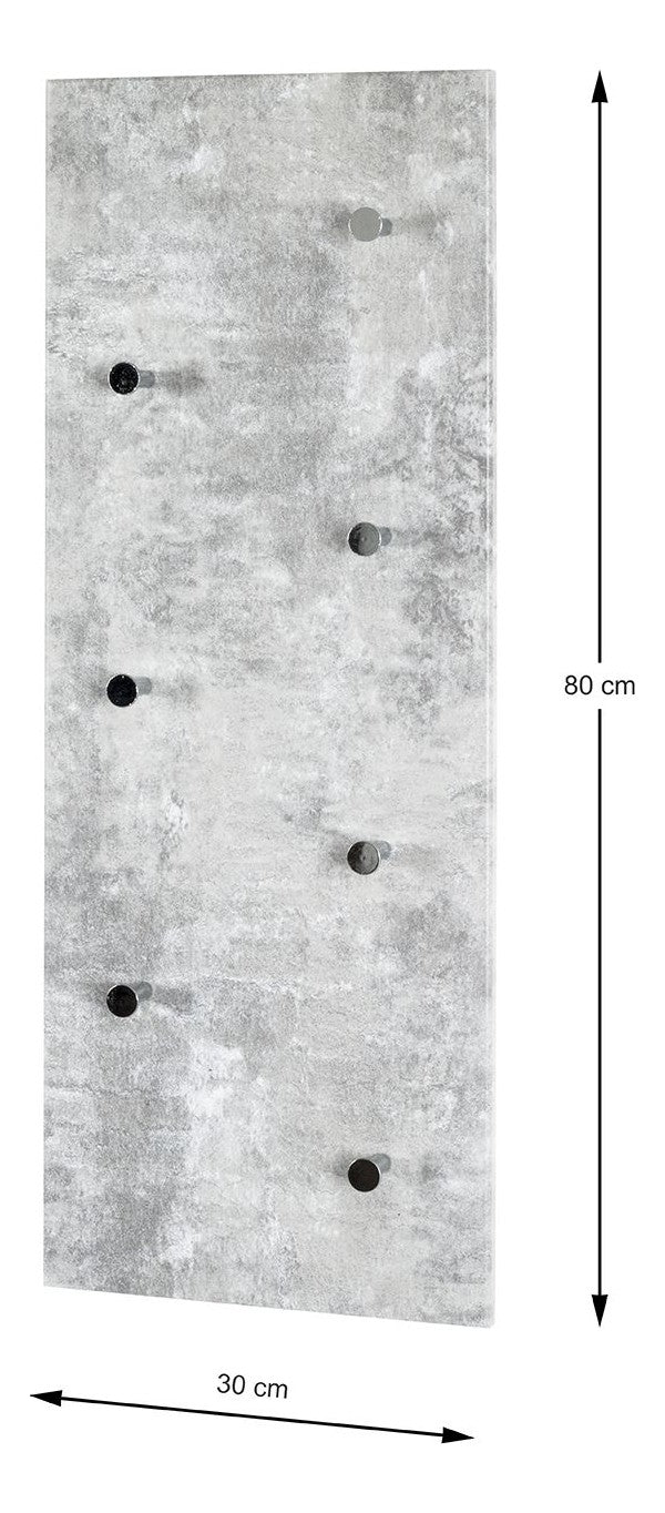 Wandgarderobe mit 7 Haken, Betonoptik und Chrom-Knöpfen – Ansicht 7