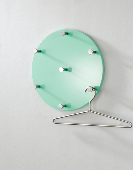 Wandgarderobe rund mit 7 Haken, mintgrün-chrom, Ø 35 cm – Ansicht 1