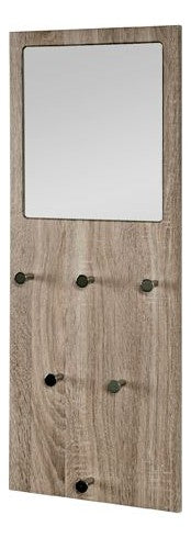 Haku Wandgarderobe mit Spiegel und 6 Haken, Eiche Trüffel