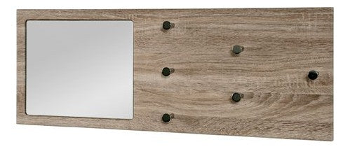 Haku Wandgarderobe mit Spiegel und 6 Haken, Eiche Trüffel