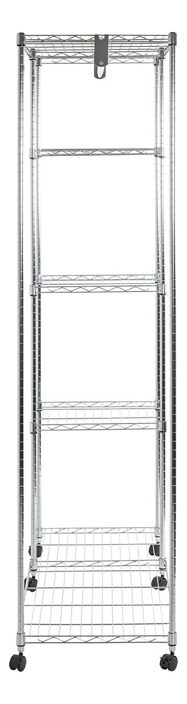 Haku Rollgarderobe mit Kleiderstange und Ablagen, höhenverstellbar, Chrom