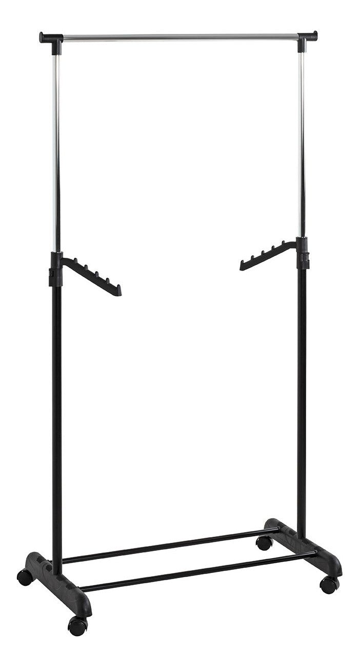 Haku Rollgarderobe höhenverstellbar, schwarz-chrom mit Kleiderstangen