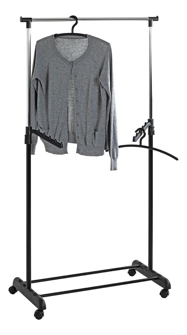 Haku Rollgarderobe höhenverstellbar, schwarz-chrom mit Kleiderstangen