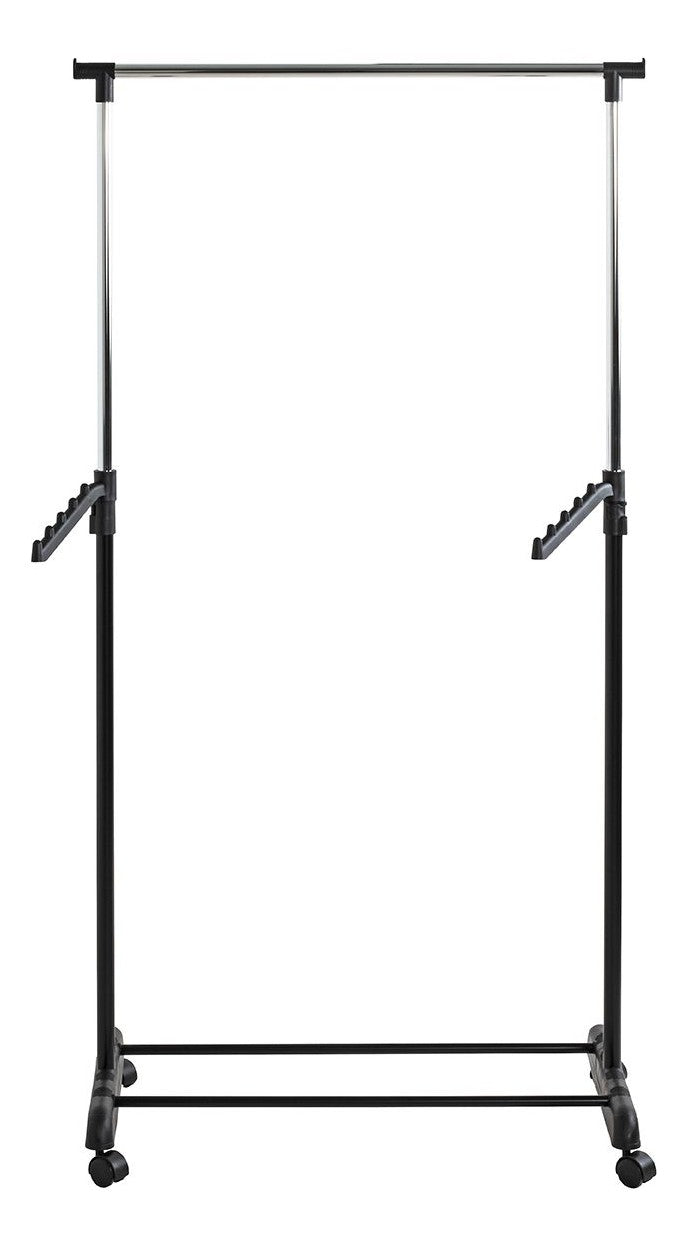Haku Rollgarderobe höhenverstellbar, schwarz-chrom mit Kleiderstangen
