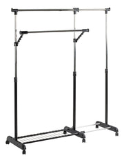 Rollgarderobe höhenverstellbar, ausziehbar, Schwarz-Chrom – Ansicht 1