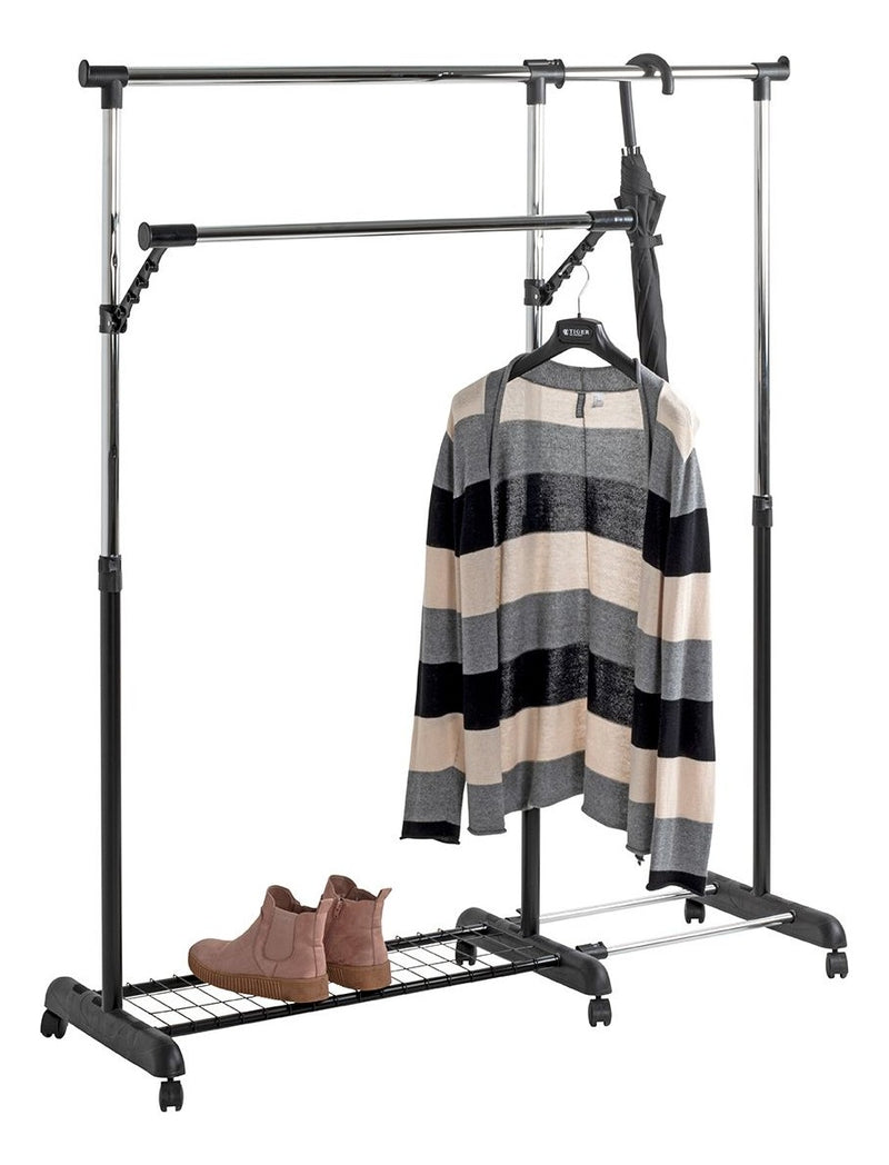 Rollgarderobe höhenverstellbar, ausziehbar, Schwarz-Chrom – Ansicht 5