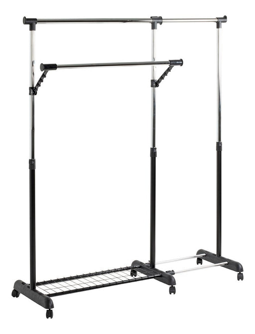 Rollgarderobe höhenverstellbar, ausziehbar, Schwarz-Chrom – Ansicht 1