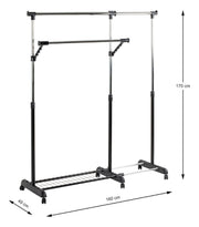 Rollgarderobe höhenverstellbar, ausziehbar, Schwarz-Chrom – Ansicht 8