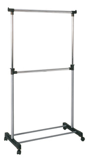 Rollgarderobe höhenverstellbar aus Stahlrohr in Alu-Chrom – Ansicht 1