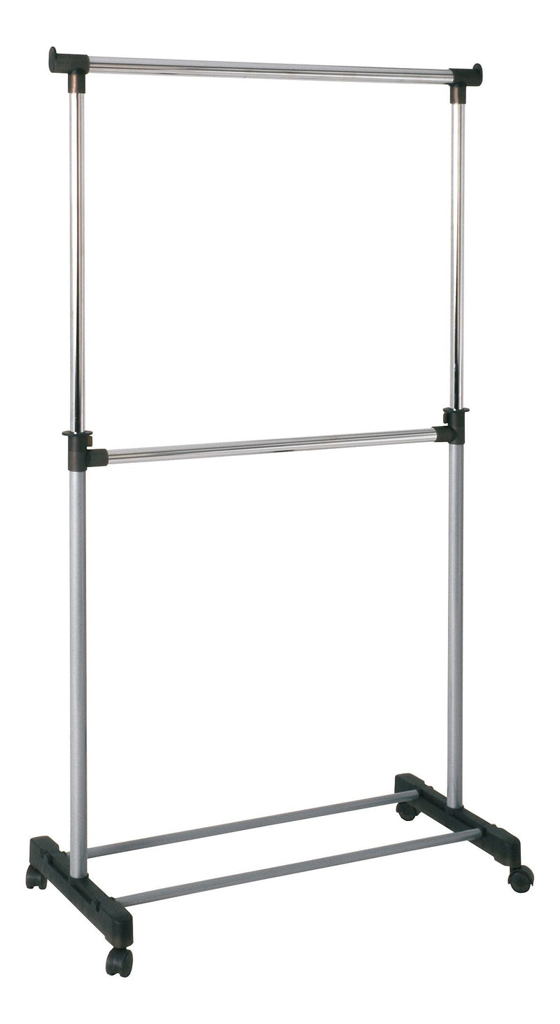 Rollgarderobe höhenverstellbar aus Stahlrohr in Alu-Chrom – Ansicht 1