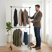 Rollgarderobe höhenverstellbar aus Stahlrohr in Alu-Chrom – Ansicht 2