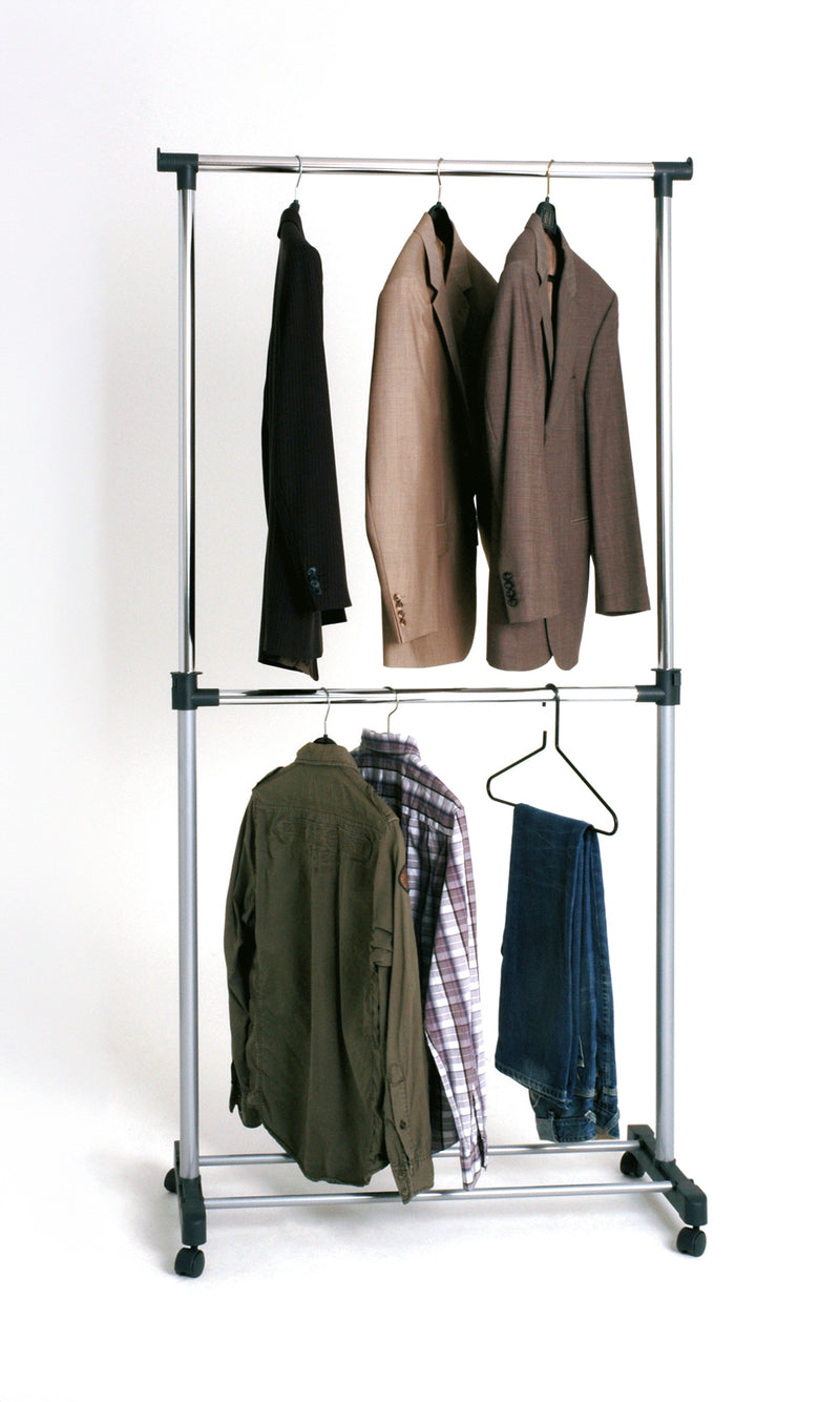 Rollgarderobe höhenverstellbar aus Stahlrohr in Alu-Chrom – Ansicht 4