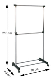 Rollgarderobe höhenverstellbar aus Stahlrohr in Alu-Chrom – Ansicht 5