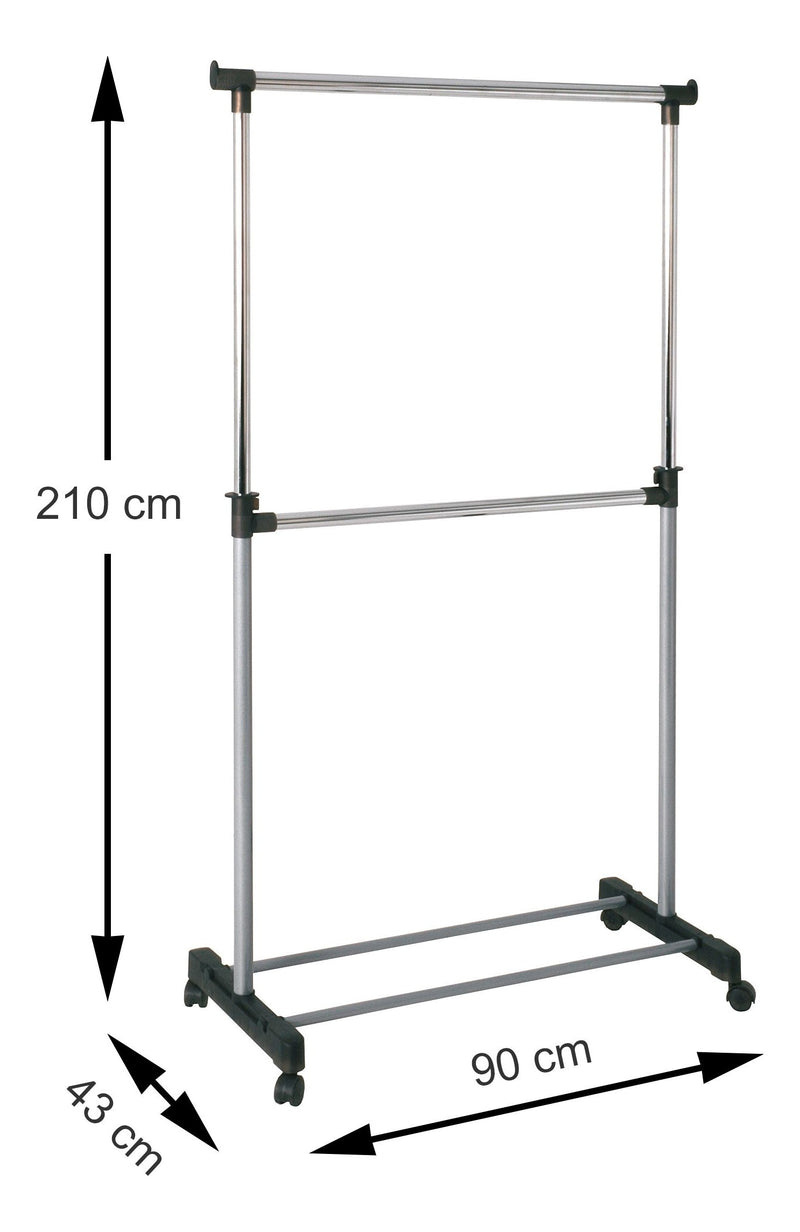 Rollgarderobe höhenverstellbar aus Stahlrohr in Alu-Chrom – Ansicht 5