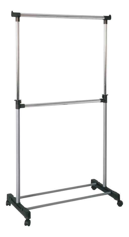 Rollgarderobe höhenverstellbar aus Stahlrohr in Alu-Chrom – Ansicht 1