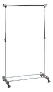 Rollgarderobe höhenverstellbar, Stahlrohr in Alu-Chrom-Optik – Ansicht 1