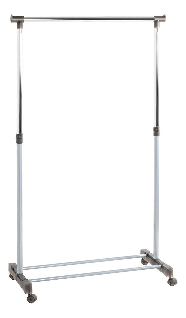 Rollgarderobe höhenverstellbar, Stahlrohr in Alu-Chrom-Optik – Ansicht 1