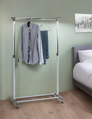 Rollgarderobe höhenverstellbar, Stahlrohr in Alu-Chrom-Optik – Ansicht 2