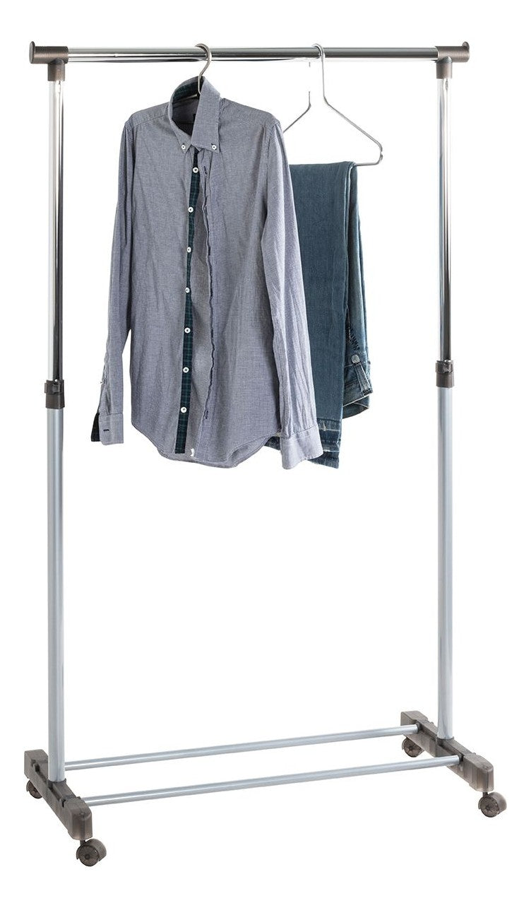 Rollgarderobe höhenverstellbar, Stahlrohr in Alu-Chrom-Optik – Ansicht 3