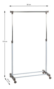 Rollgarderobe höhenverstellbar, Stahlrohr in Alu-Chrom-Optik – Ansicht 5
