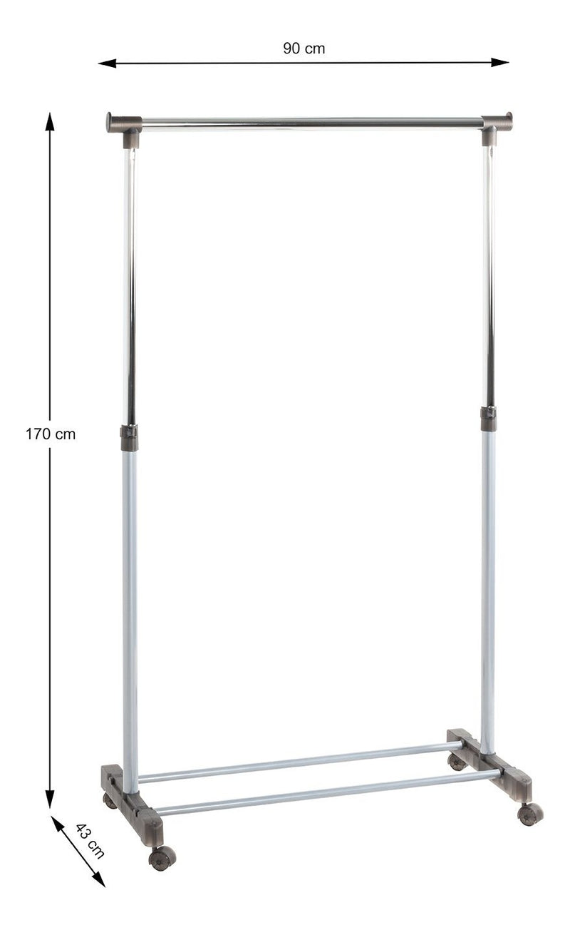 Rollgarderobe höhenverstellbar, Stahlrohr in Alu-Chrom-Optik – Ansicht 5