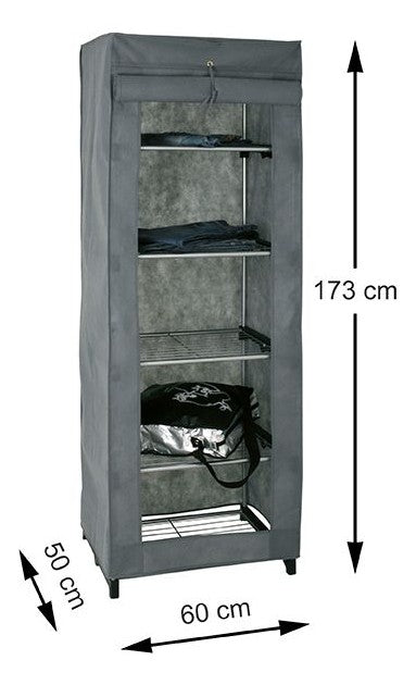 Haku Stoffschrank Kleiderregal in Grau-Schwarz, 60x50x173 cm