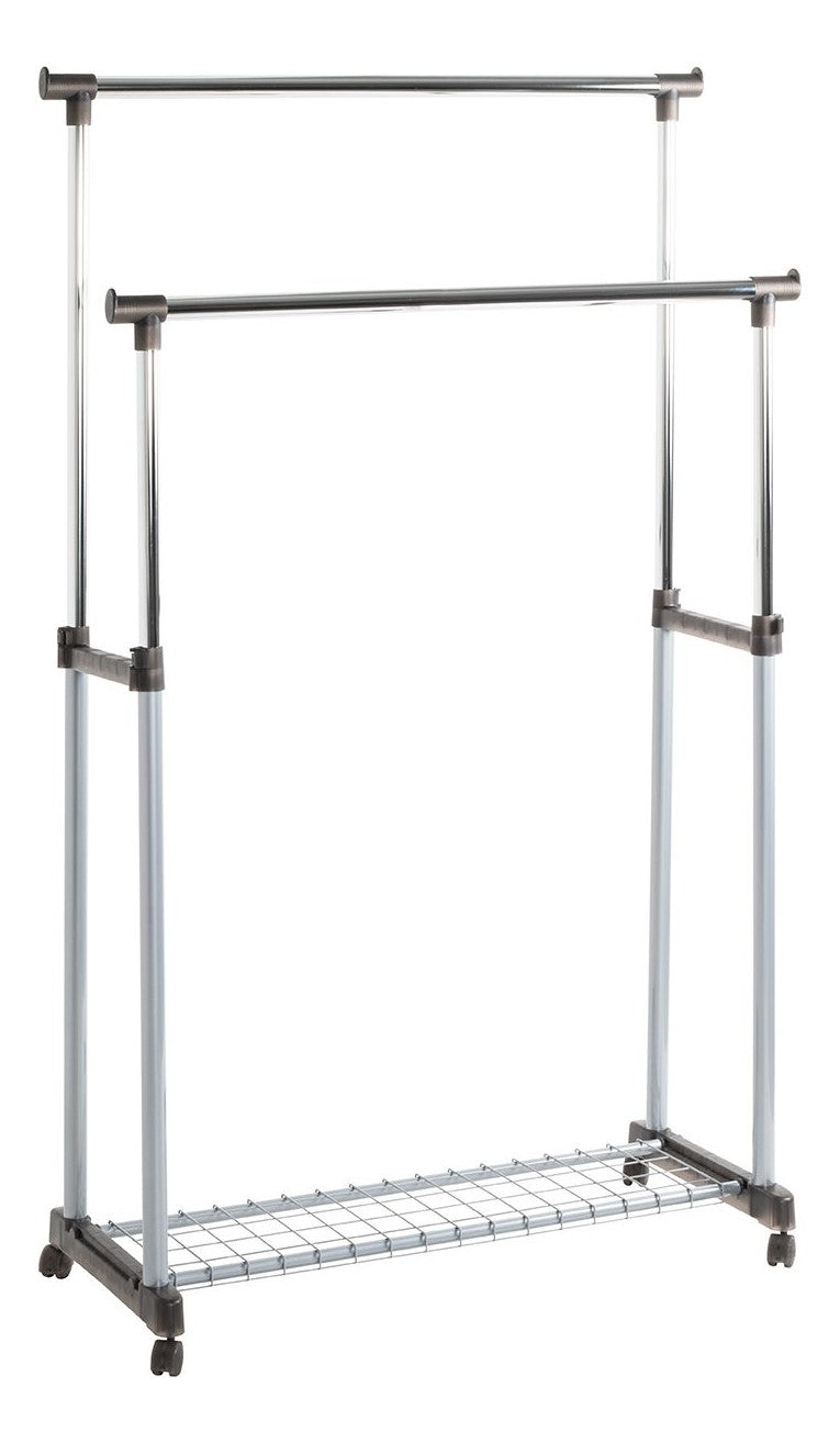 Haku Rollgarderobe höhenverstellbar mit Gitterablage, alu-chrom