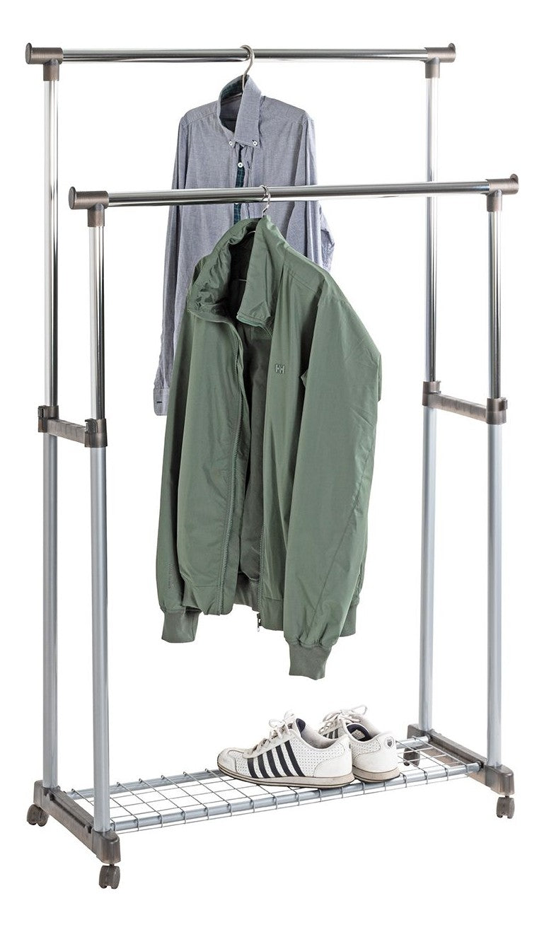 Haku Rollgarderobe höhenverstellbar mit Gitterablage, alu-chrom