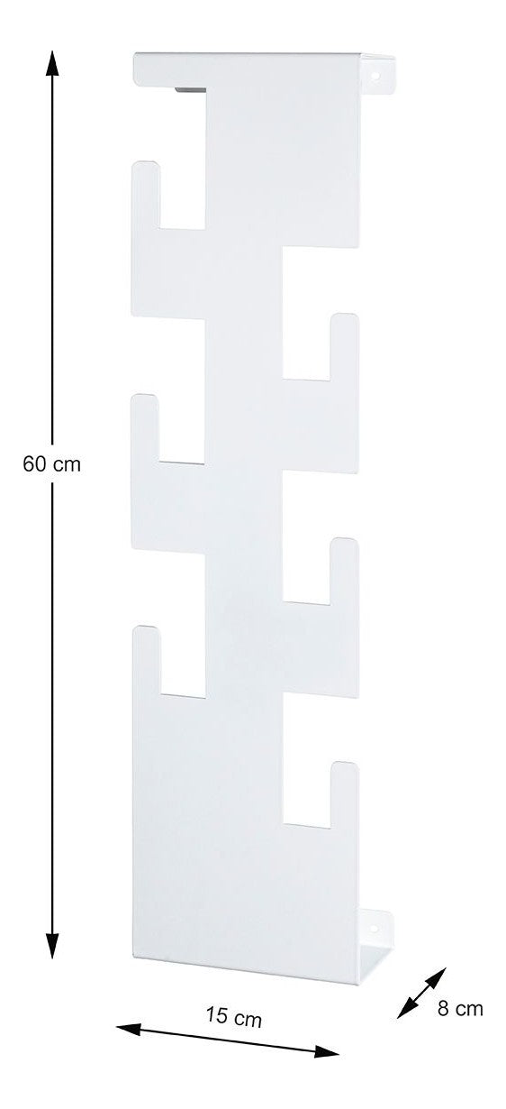 Wandgarderobe mit 6 Haken aus pulverbeschichtetem Stahl, weiß – Ansicht 8