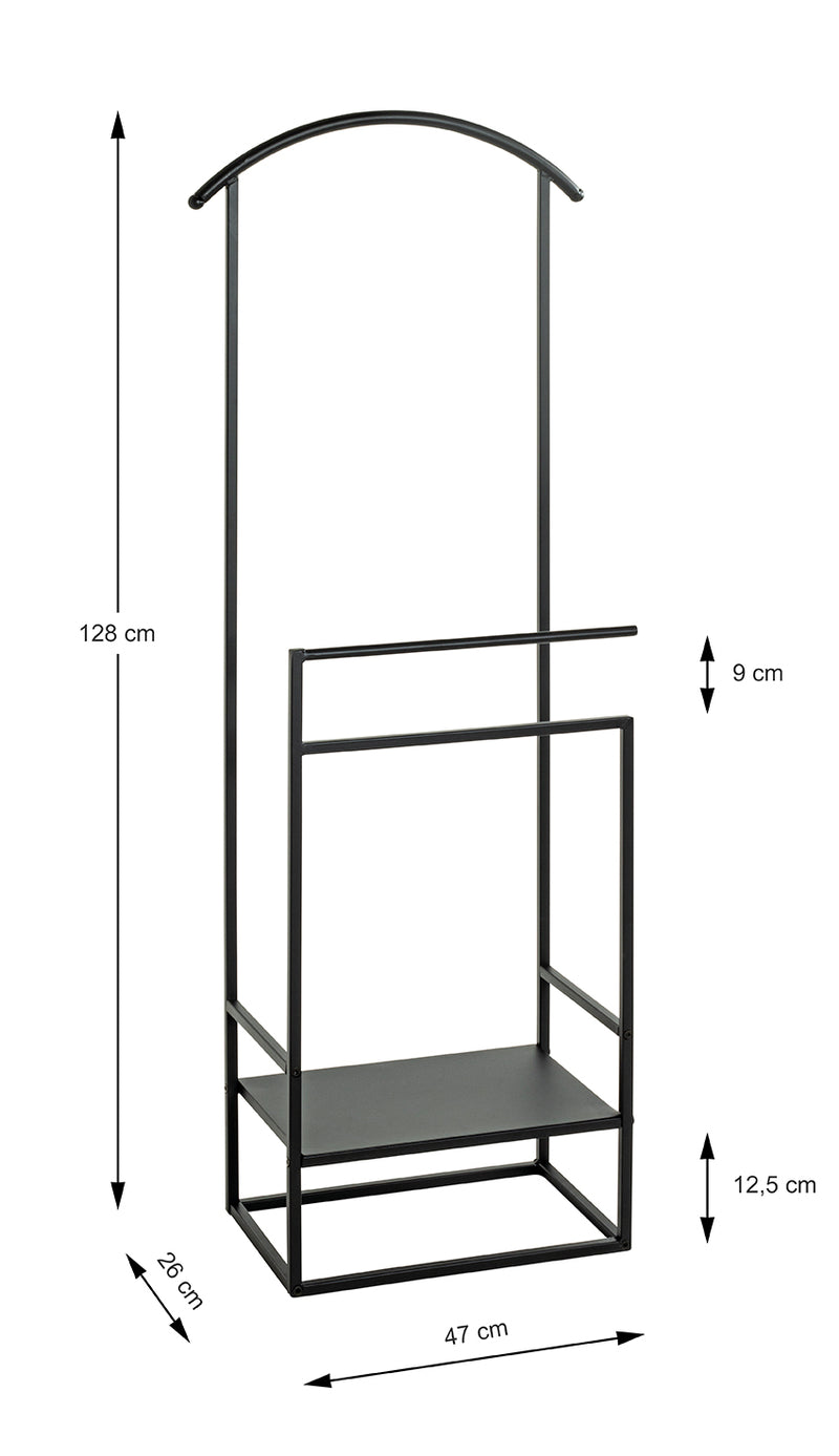 Herrendiener Dressboy aus Stahlrohr, schwarz lackiert, 128 cm hoch – Ansicht 9