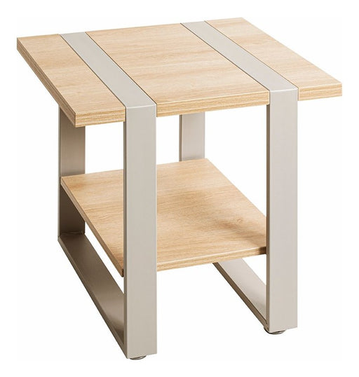 Beistelltisch Eiche-Kaschmirgrau mit Stahlrohrgestell, 45x45x45 cm – Ansicht 1