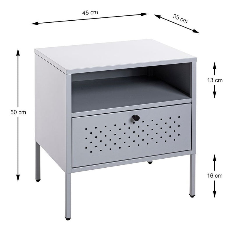 Haku Nachttisch Konsole aus Stahlrohr mit Schublade, grau, modern