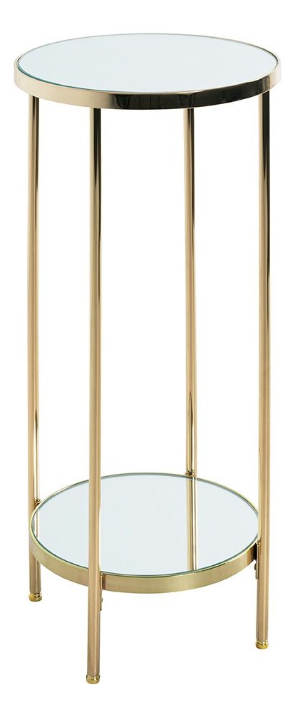 Haku Blumensäule im Art-Deco-Stil, vermessingt mit Spiegelglas-Ablagen