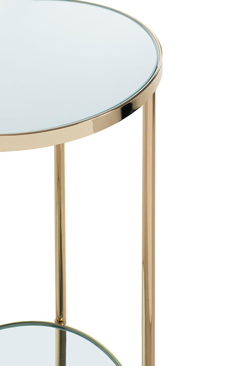 Haku Blumensäule im Art-Deco-Stil, vermessingt mit Spiegelglas-Ablagen