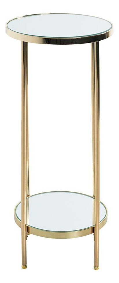 Haku Blumensäule im Art-Deco-Stil, vermessingt mit Spiegelglas-Ablagen