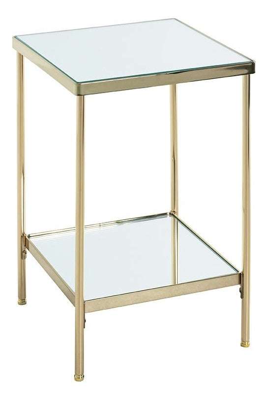 Beistelltisch vermessingt mit Spiegelglas-Ablagen, Art Deco – Ansicht 1