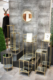 Beistelltisch vermessingt mit Spiegelglas-Ablagen, Art Deco – Ansicht 5