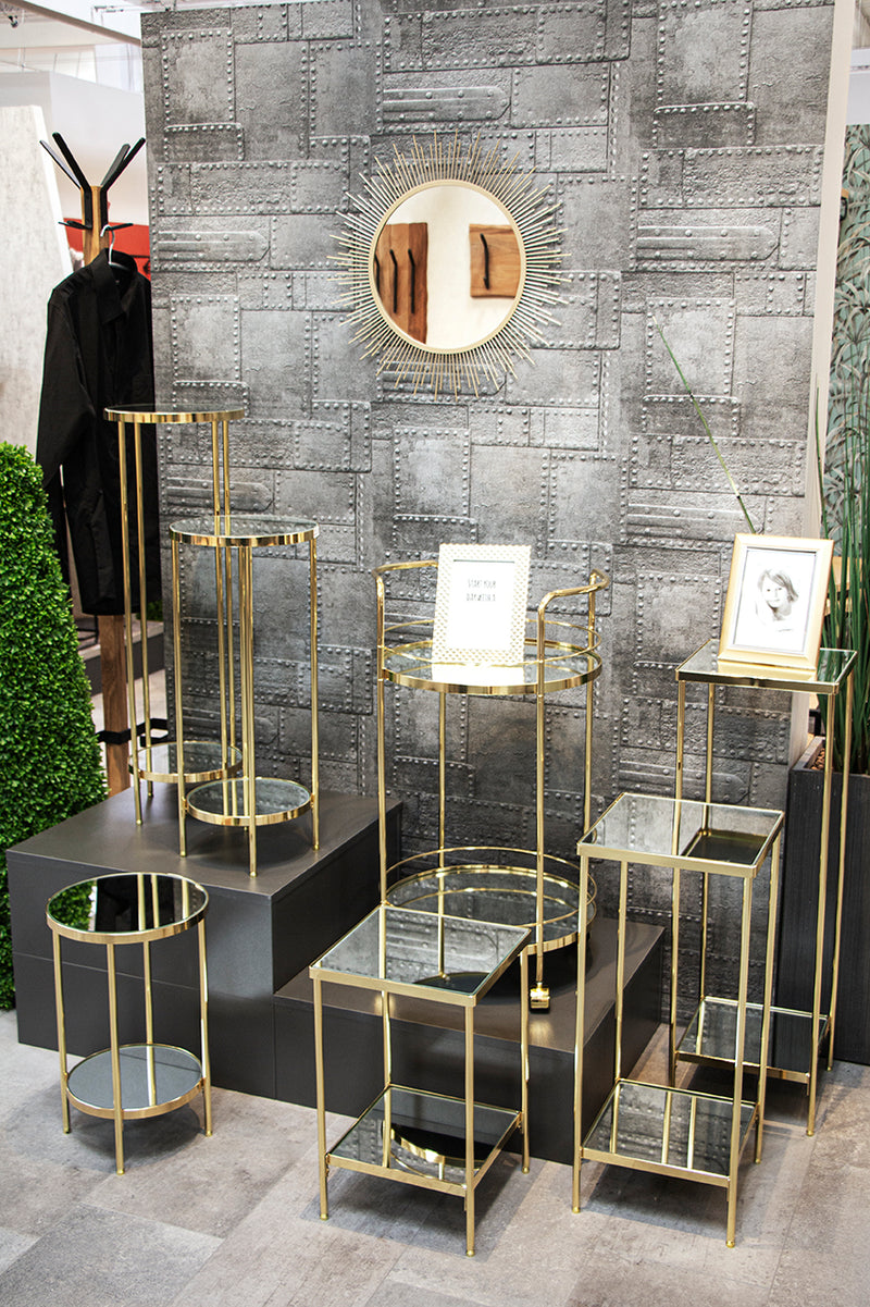 Beistelltisch vermessingt mit Spiegelglas-Ablagen, Art Deco – Ansicht 5