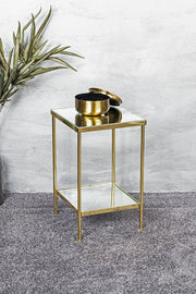 Beistelltisch vermessingt mit Spiegelglas-Ablagen, Art Deco – Ansicht 6