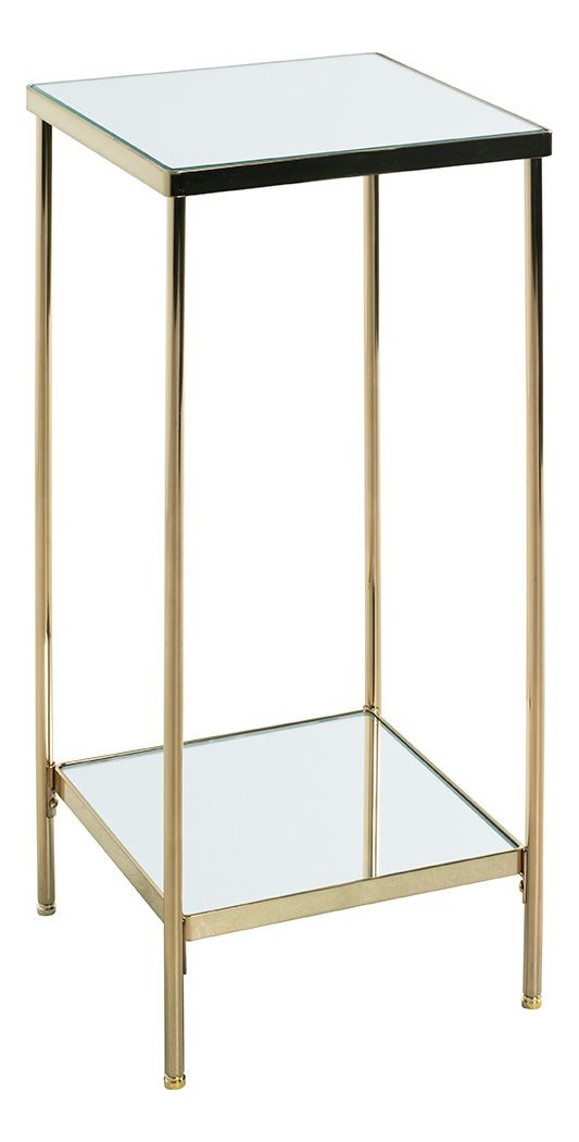 Haku Blumensäule Art Deco, vermessingt mit Spiegelglas-Ablagen