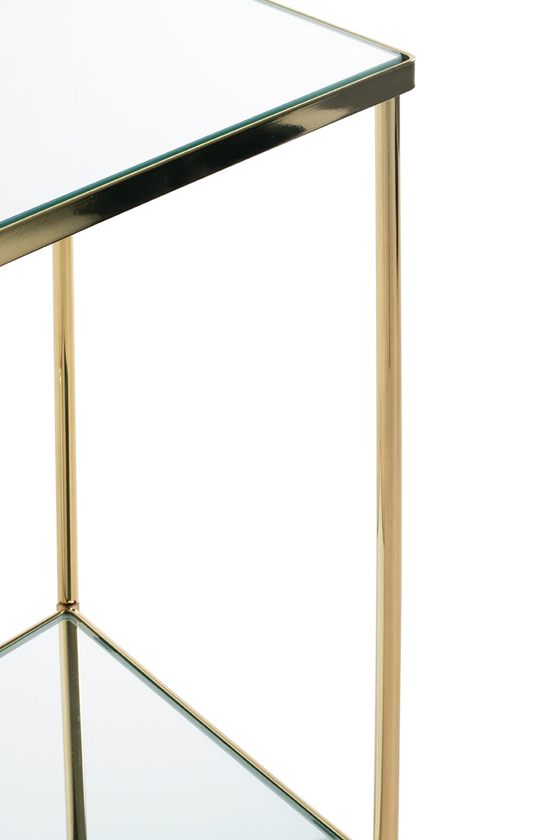 Haku Blumensäule Art Deco, vermessingt mit Spiegelglas-Ablagen