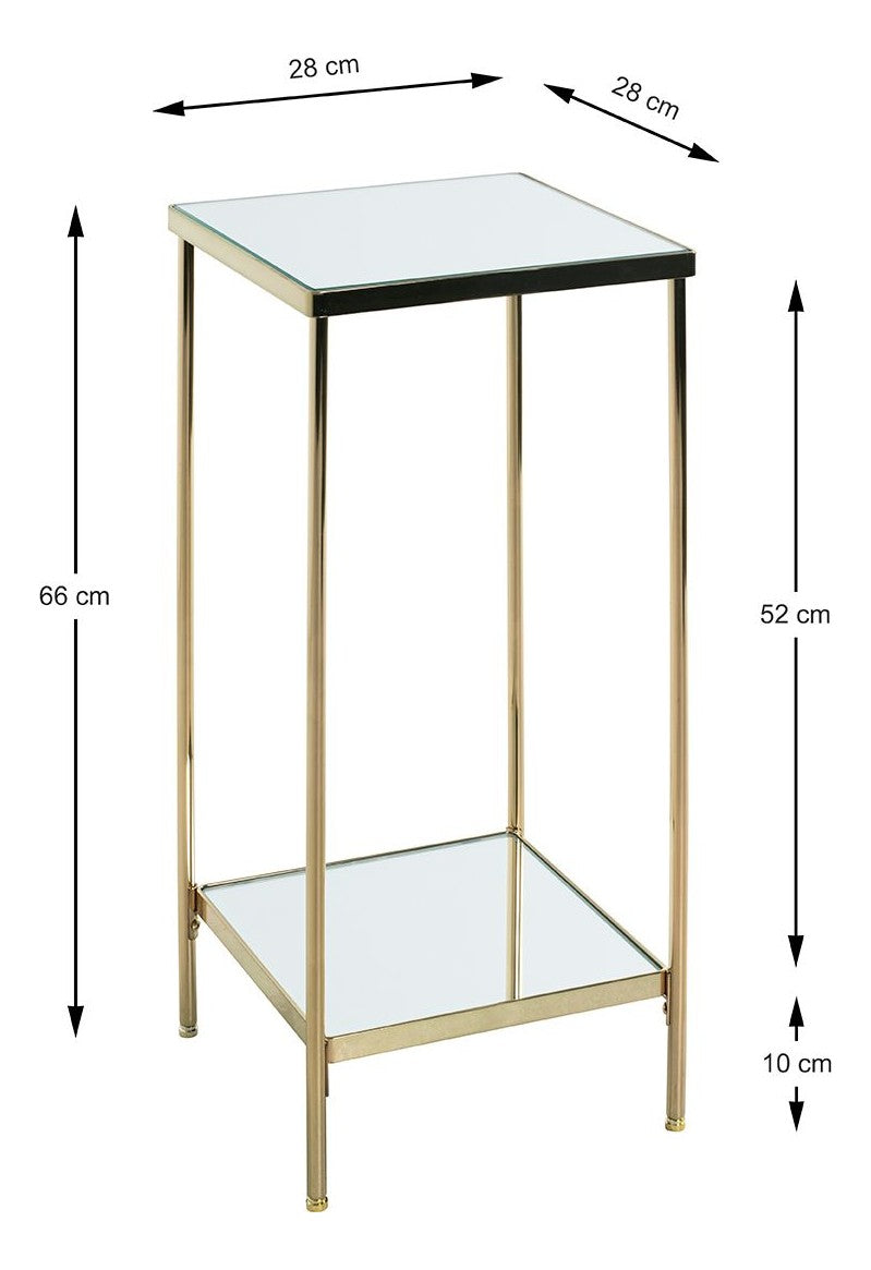 Haku Blumensäule Art Deco, vermessingt mit Spiegelglas-Ablagen