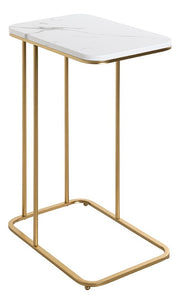 Beistelltisch Gold mit Marmoroptik-Ablage, Stahlrohrgestell – Ansicht 1
