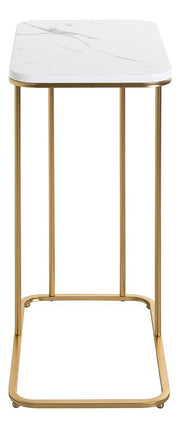 Beistelltisch Gold mit Marmoroptik-Ablage, Stahlrohrgestell – Ansicht 5
