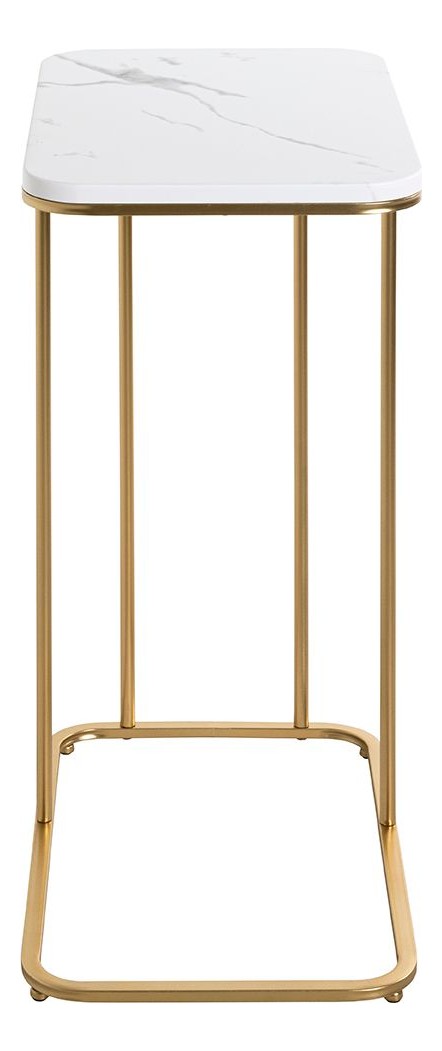Beistelltisch Gold mit Marmoroptik-Ablage, Stahlrohrgestell – Ansicht 5