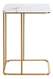 Beistelltisch Gold mit Marmoroptik-Ablage, Stahlrohrgestell – Ansicht 6