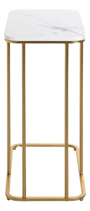 Beistelltisch Gold mit Marmoroptik-Ablage, Stahlrohrgestell – Ansicht 7