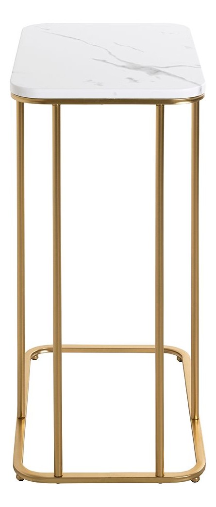 Beistelltisch Gold mit Marmoroptik-Ablage, Stahlrohrgestell – Ansicht 7