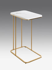 Beistelltisch Gold mit Marmoroptik-Ablage, Stahlrohrgestell – Ansicht 8